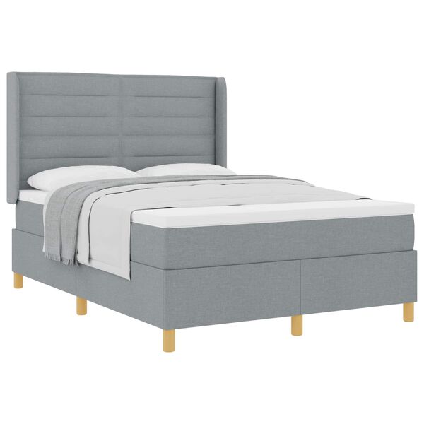 vidaXL Boxspringbed met matras Lichtgrijs 140 x 190 cm Stof