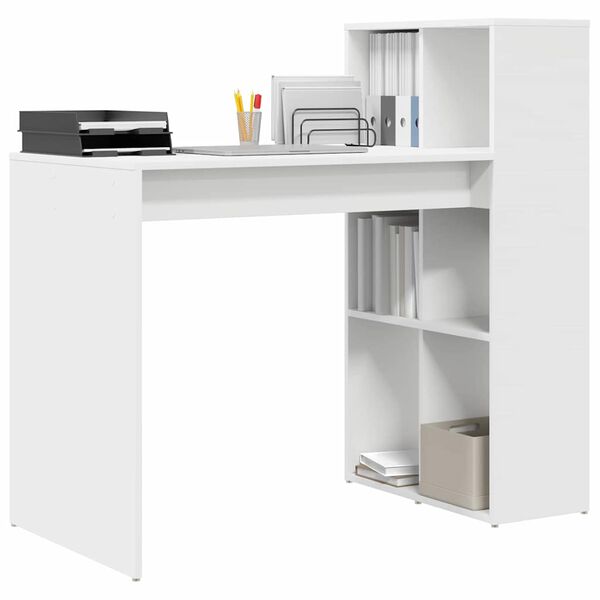vidaXL Bureau met plank Wit 108 x 55 x 103.5 cm Bewerkt hout