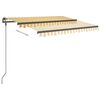 vidaXL Luifel handmatig uittrekbaar met palen 3,5x2,5 m geel en wit