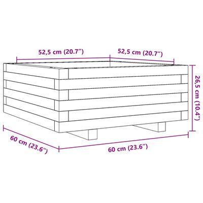 vidaXL Plantenbak 60x60x26,5 cm geïmpregneerd grenenhout