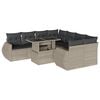 vidaXL 9-delige Loungeset met kussens poly rattan lichtgrijs