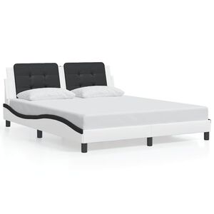 vidaXL Bedframe zonder matras "Zadar" kunstleer zwart en wit 160x200 cm