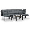 vidaXL 7-delige Loungeset poly rattan zwart en grijs