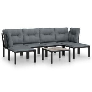 vidaXL 7-delige Loungeset poly rattan zwart en grijs