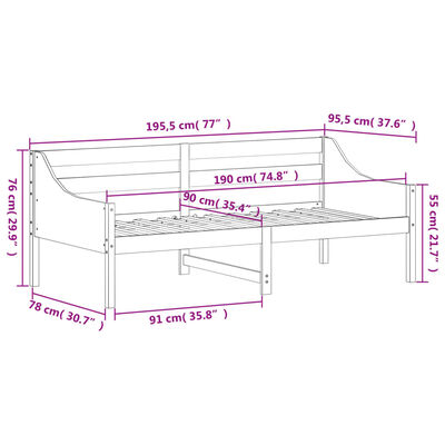 vidaXL Slaapbank zonder matras 90x190 cm massief grenenhout wit