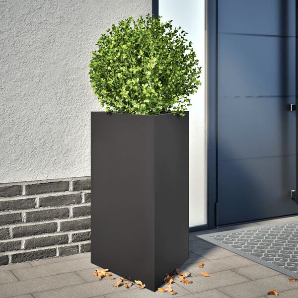 vidaXL Plantenbak driehoek 50x43x75 cm staal zwart