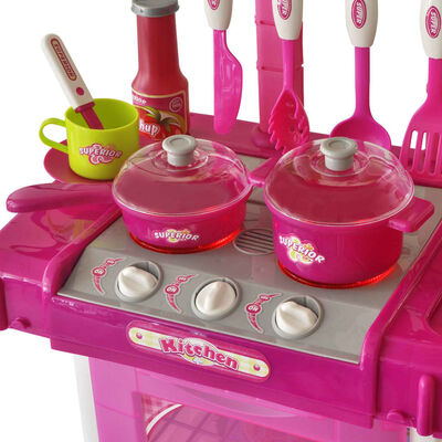 vidaXL Kinderspeelkeuken met licht- en geluidseffecten roze