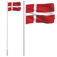 vidaXL Vlag met vlaggenmast Denemarken 6,23 m aluminium