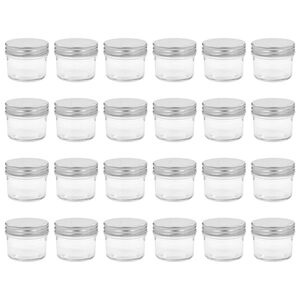 vidaXL Jampotten met zilverkleurige deksels 24 st 110 ml glas