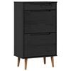 vidaXL Schoenenkast MOLDE 59,5 x 35 x 103 cm Massief grenenhout Zwart