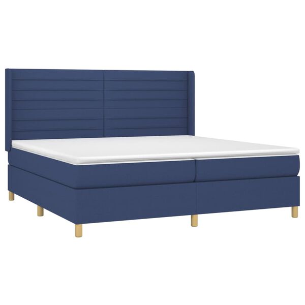 vidaXL Boxspring met matras en LED stof blauw 200x200 cm