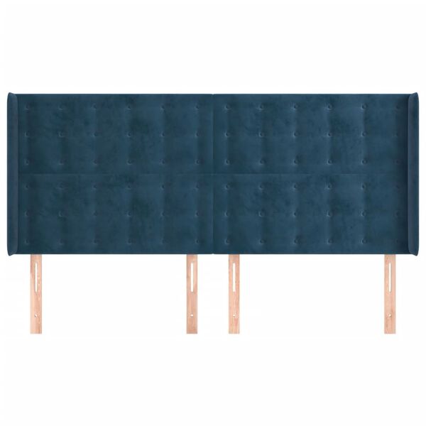 vidaXL Hoofdbord met randen 183x16x118/128 cm fluweel donkerblauw