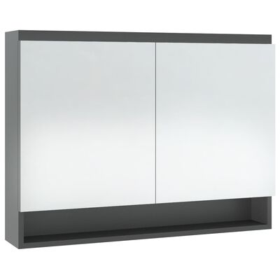 vidaXL Badkamerkast met spiegel 80x15x60 cm MDF grijs