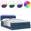 vidaXL Bed poef met matras en LED's stof 140x190 cm blauw