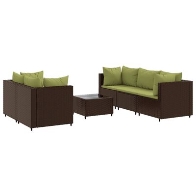 vidaXL 6-delige Loungeset met kussens poly rattan bruin