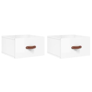 vidaXL Nachtkastjes 2 st wandgemonteerd 35x35x20 cm hoogglans wit