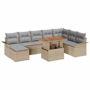 vidaXL Tuin Sofa Set met kussen 9 pcs beige en lichtgrijs