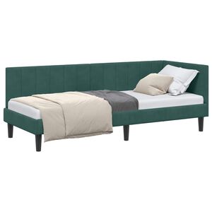 vidaXL Hoekbedframe met hoofdeinde Donkergroen 80 cm x 200 cm Fluweel