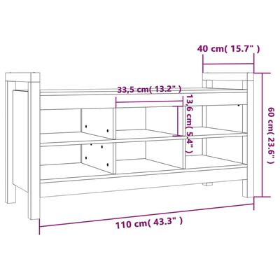 vidaXL Halbankje 110x40x60 cm massief grenenhout