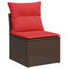 vidaXL 4-delige Loungeset met kussens poly rattan bruin