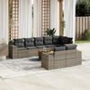 vidaXL 9-delige Loungeset met kussens poly rattan grijs