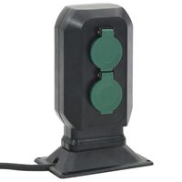 vidaXL Tuinstopcontact en grondpin 2-wegs 15,5x11x24 cm zwart en groen