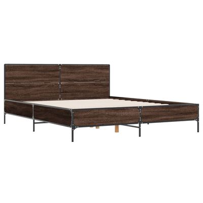 vidaXL Bedframe bewerkt hout metaal bruin eikenkleur 120x200 cm