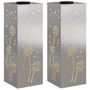 vidaXL Solar LED Pad Licht 2 pcs Roestvrij staal Roestvrij staal