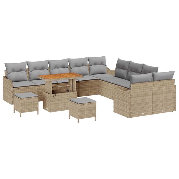 vidaXL Tuin Sofa Set 13 pcs Beige poly rattan