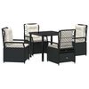 vidaXL Tuin eettafelset 5 pcs Zwart poly rattan