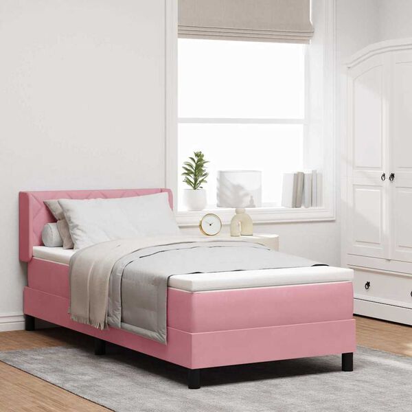 vidaXL Boxspringbed met matras Roze 200 x 100 cm Polyester