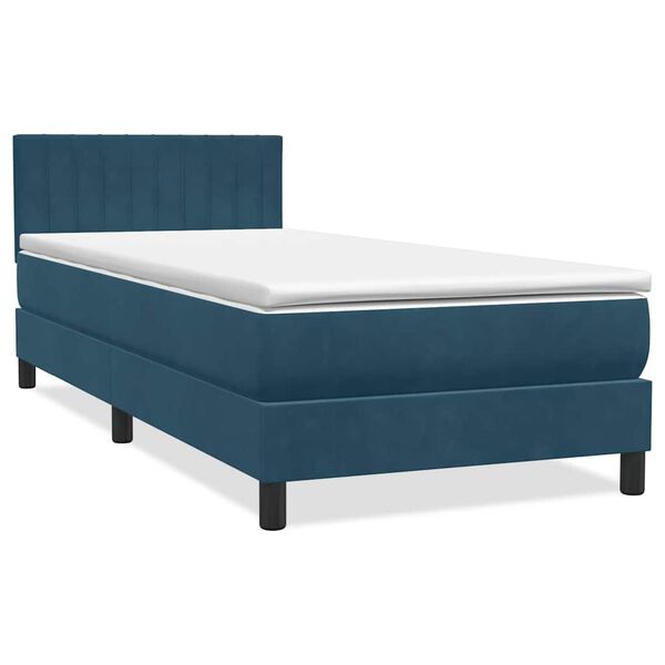 vidaXL Boxspring met matras en LED fluweel donkerblauw 80x220 cm