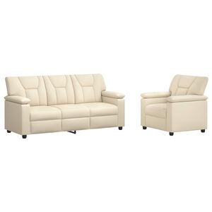 vidaXL Bankstel 2 pcs Cr&egrave;mekleurig Kunstleer