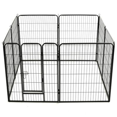vidaXL Hondenren met 8 panelen 80x100 cm staal zwart