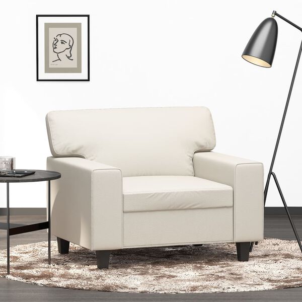 vidaXL Fauteuil 60 cm kunstleer cr&egrave;mekleurig