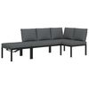 vidaXL 3-delige Loungeset met kussens aluminium zwart