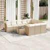 vidaXL 11-delige Tuinset met kussens poly rattan beige