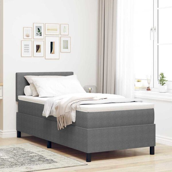 vidaXL Boxspring bed Lichtgrijs en wit. 203 x 80 x 88 cm Katoenen stof