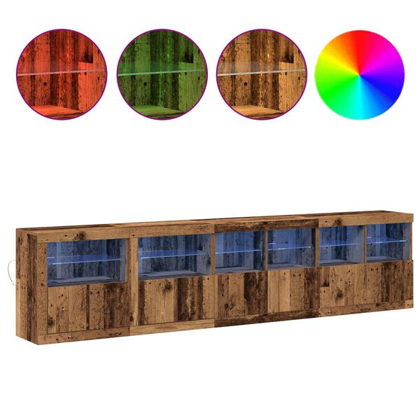 vidaXL LED Sideboard Oudhout 283 x 37 x 67 cm Bewerkt hout