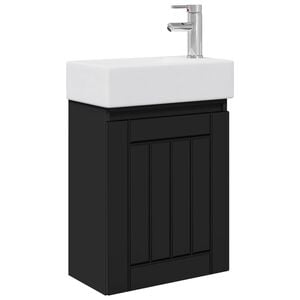 vidaXL Badkamermeubel met kraan Zwart 45,5 x 25,5 x 84 cm