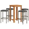 vidaXL 5-delige Tuinbarset massief acaciahout en poly rattan grijs