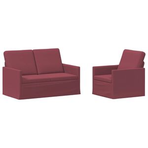 vidaXL Bankstel 2 pcs Wijnrood Stof