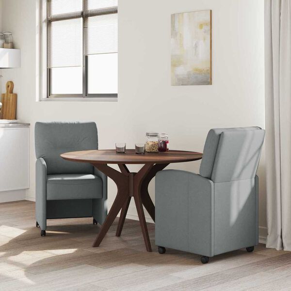 vidaXL Dining Stoelen met Wielen 2 pcs Lichtgrijs 57 x 67 x 95 cm Stof