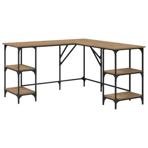 vidaXL Bureau Artisan Eiken 139 x 139 x 75 cm Bewerkt hout