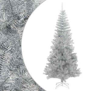 vidaXL Kunstkerstboom met standaard 210 cm PET zilverkleurig