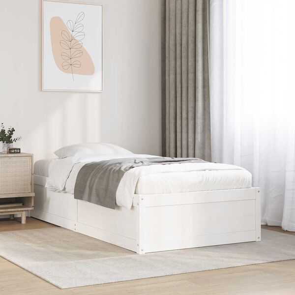 vidaXL Bedframe zonder matras massief grenenhout wit 90x190 cm