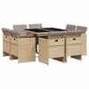 vidaXL 9-delige Tuinset met kussens poly rattan gemengd beige