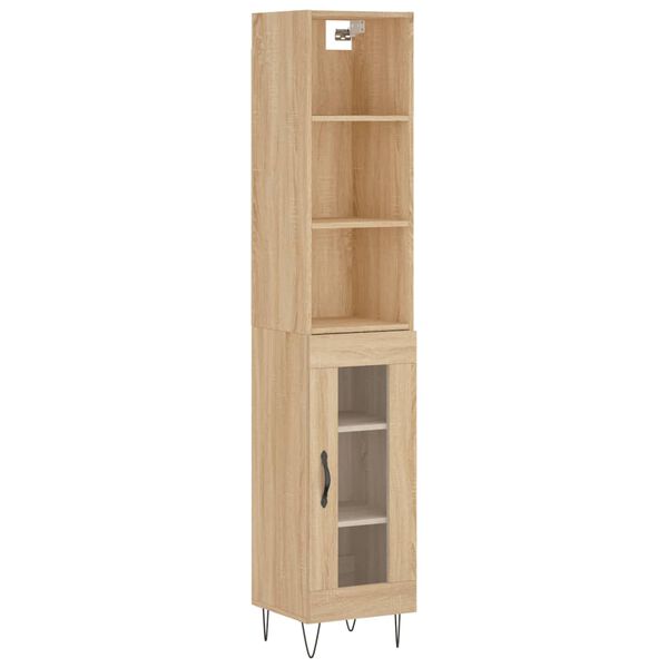 vidaXL Hoge kast 34,5x34x180 cm bewerkt hout sonoma eikenkleurig