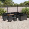 vidaXL Tuin Sofa Set met kussen 14 pcs Zwart poly rattan