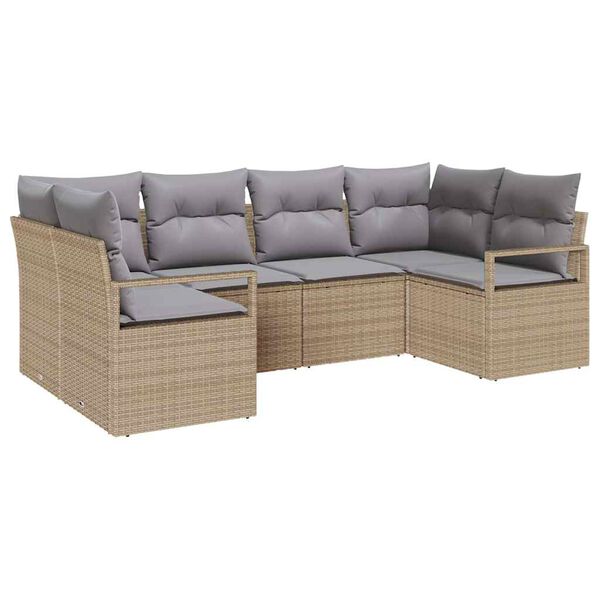 vidaXL Tuinbankenset met kussen 6 pcs Beige en Licht Grijs poly rattan